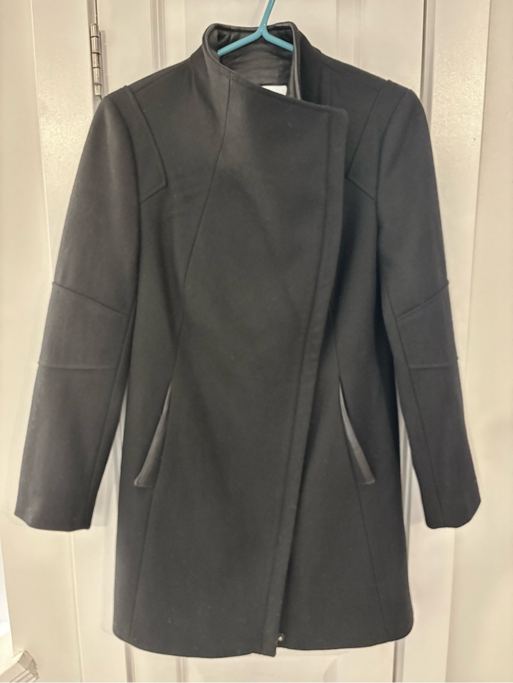 Calvin Klein Black Asymmetrical Trench Coat